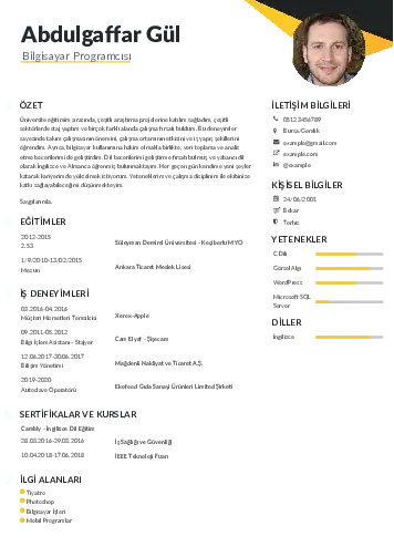 Bilgisayar Programcısı CV Örnekleri cv indir
